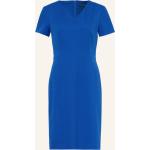 Blaue Kurzärmelige Comma V-Ausschnitt Taillierte Kleider mit Reißverschluss aus Polyester für Damen Größe XS für den für den Winter 