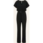 Schwarze Kurzärmelige Comma V-Ausschnitt Damenjumpsuits & Damenoveralls mit Reißverschluss aus Polyester Größe M 