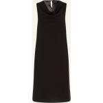Reduzierte Schwarze Ärmellose Comma Wasserfall-Ausschnitt Kleider A-Linie aus Polyester für Damen Größe S für den für den Winter 