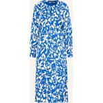 Blaue Langärmelige Comma Taillierte Kleider mit Reißverschluss aus Viskose für Damen Größe M 