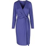 Blaue Unifarbene Langärmelige Comma V-Ausschnitt Wickelkleider aus Jersey für Damen Größe M für den für den Sommer 