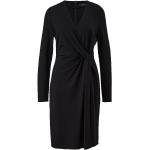 Schwarze Unifarbene Langärmelige Comma V-Ausschnitt Wickelkleider aus Jersey für Damen Größe M für den für den Sommer 