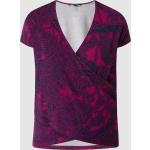 Violette Blumenmuster Comma V-Ausschnitt T-Shirts aus Viskose für Damen Größe L 