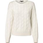 Reduzierte Weiße Comma Rundhals-Ausschnitt Zopfpullover aus Wolle für Damen Größe XL 