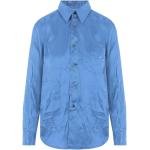 Hellblaue Langärmelige Comme des Garçons Shirts mit Tasche aus Satin für Damen Größe M 