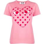 Pinke Gepunktete Sportliche Kurzärmelige Comme des Garçons PLAY T-Shirts für Damen Größe S 