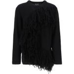 Reduzierte Schwarze Comme des Garçons V-Ausschnitt Strickpullover mit Fransen aus Wolle für Herren Größe M für den für den Winter 