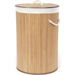 Hellbraune Compactor Runde Wäschekörbe & Wäschepuffs aus Bambus mit Deckel 