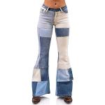 Blaue Vintage Comycom Jeans-Schlaghosen aus Denim enganliegend für Damen Weite 32 