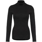 Schwarze Gestreifte CON-TA Stehkragen Ringelshirts aus Baumwolle für Damen Größe M 