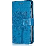 Blaue Vintage Samsung Galaxy Core Cases Art: Flip Cases mit Tiermotiv mit Bildern aus Glattleder 