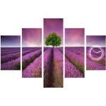 Reduzierte Lavendelfarbene Conni und Co Landschaftsbilder mit Lavendel-Motiv matt 70x100 5-teilig 