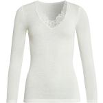 Beige Langärmelige Langarm-Unterhemden aus Spitze für Damen Größe XL 