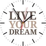 Contento Wanduhr LIVE Your Dream, Uhr aus MDF Bedruckt, 28x28x2,1cm