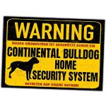 Continental Bulldog Conti Dog Schild Warning Security System Türschild Hundeschild Warnschild