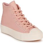 Pinke Low Sneaker mit Schnürsenkel aus Leder für Damen Größe 43 mit Absatzhöhe bis 3cm 