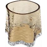 Braune Cooee Design Teelichthalter strukturiert aus Glas mundgeblasen 
