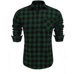 Grüne Karo Langärmelige Kentkragen Herrenjeanshemden aus Flanell maschinenwaschbar Größe S für den für den Herbst 