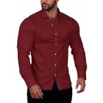 Reduzierte Bordeauxrote Unifarbene Langärmelige Kentkragen Hemden mit Kent-Kragen aus Baumwollmischung für Herren Größe XL 