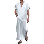 Weiße Kurzärmelige Herrennachthemden aus Baumwolle Größe XXL für den für den Sommer 