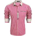 Reduzierte Rote Bestickte Langärmelige Kentkragen Hemden mit Kent-Kragen für Herren Größe XXL zum Oktoberfest für den für den Sommer 