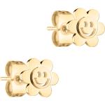 Goldene Motiv Emoji Smiley Blumenohrstecker aus Edelstahl für Kinder 