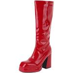 Rote Vintage Coolcept Kostüm Schuhe mit Reißverschluss in Breitweite für Damen Größe 37 für den für den Winter 