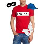 Coole-Fun-T-Shirts Ganster Bande KOSTÜM Set - Fasching - Karneval - T-Shirt, MÜTZE, Maske, Handschuhe - rot Gr.2XL