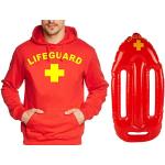 Coole-Fun-T-Shirts Lifeguard Schwimmboje Kostüm Rettungsschwimmer 2 teilig Set Hoodie ROT Gr.3XL