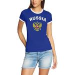 Coole-Fun-T-Shirts Russland Russia T-Shirt Damen Blau, Gr.M