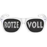 cooleartikel Partybrille Motiv „Rotze Voll“ | beklebte Sonnenbrille | Spaßbrille für Mottoparty | Atzenbrille mit UV-Schutz | UV 400 Filter 3 | Weiß