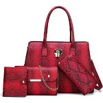 Rote Animal-Print Handtaschen Sets mit Reißverschluss aus Kunstleder für Damen 