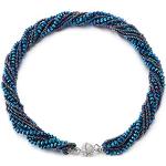 Blaue Geflochtene COOLSTEELANDBEYOND Statement-Ketten aus Kristall mit Strass für Damen 