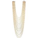 COOLSTEELANDBEYOND Gold Lange Statement Halskette Wasserfall Multi-Schichten Ball Kette Anhänger Abendkleid