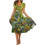 Dunkelgrüne Blumenmuster Boho Langärmelige Maxi Sommerkleider aus Spitze für Damen Übergrößen Große Größen für Partys 