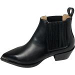 Schwarze Spitze Cowboy-Boots & Cowboystiefeletten aus Leder für Damen Größe 37 mit Absatzhöhe 3cm bis 5cm 