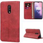 Rote OnePlus 7 Hüllen Art: Flip Cases mit Bildern aus Glattleder gepolstert 