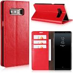 Rote Elegante Samsung Galaxy Note 8 Hüllen Art: Flip Cases mit Bildern aus Leder stoßfest 