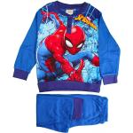 Hellblaue Spiderman Kinderschlafanzüge & Kinderpyjamas aus Baumwolle 