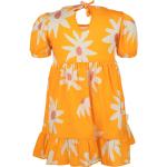 Orange Blumenmuster CORA Happywear Bio Nachhaltige Druckkleider & bedruckte Kinderkleider aus Lyocell für Babys Größe 92 