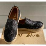 Schwarze Coral Blue Slip-on Sneaker ohne Verschluss aus Leder für Damen Größe 41 