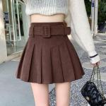 Khakifarbene Elegante Mini Faltenröcke aus Cord Handwäsche für Damen Größe 3 XL für den für den Frühling 