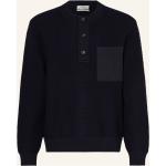 Dunkelblaue COS Kaschmir-Pullover mit Knopf aus Wolle für Herren Größe S 