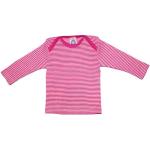 Cosilana Baby Langarm-Shirt aus Bio Wolle / Seide Größe: 74/80, geringelt pep-pink 74/80