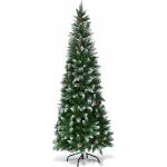 Weiße 220 cm Costway Künstliche Weihnachtsbäume aus Kiefer 