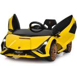 Gelbe Costway Lamborghini Elektroautos für Kinder für 3 - 5 Jahre 