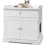 Reduzierte Weiße Costway Katzenklos & Katzentoiletten aus Holz mit Schublade 