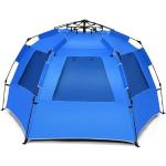 COSTWAY Kuppelzelt »Campingzelt, Strandzelt«, Personen: 4, 3-4 Personen, mit Fenster, für Wandern, im Freien, 252x172x132cm, blau