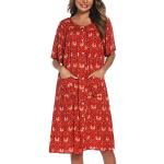 Rote Kurzärmelige Damenhauskleider mit Knopf Größe XXL zum Muttertag 