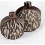 Braune Boho Vasensets aus Keramik 2-teilig 